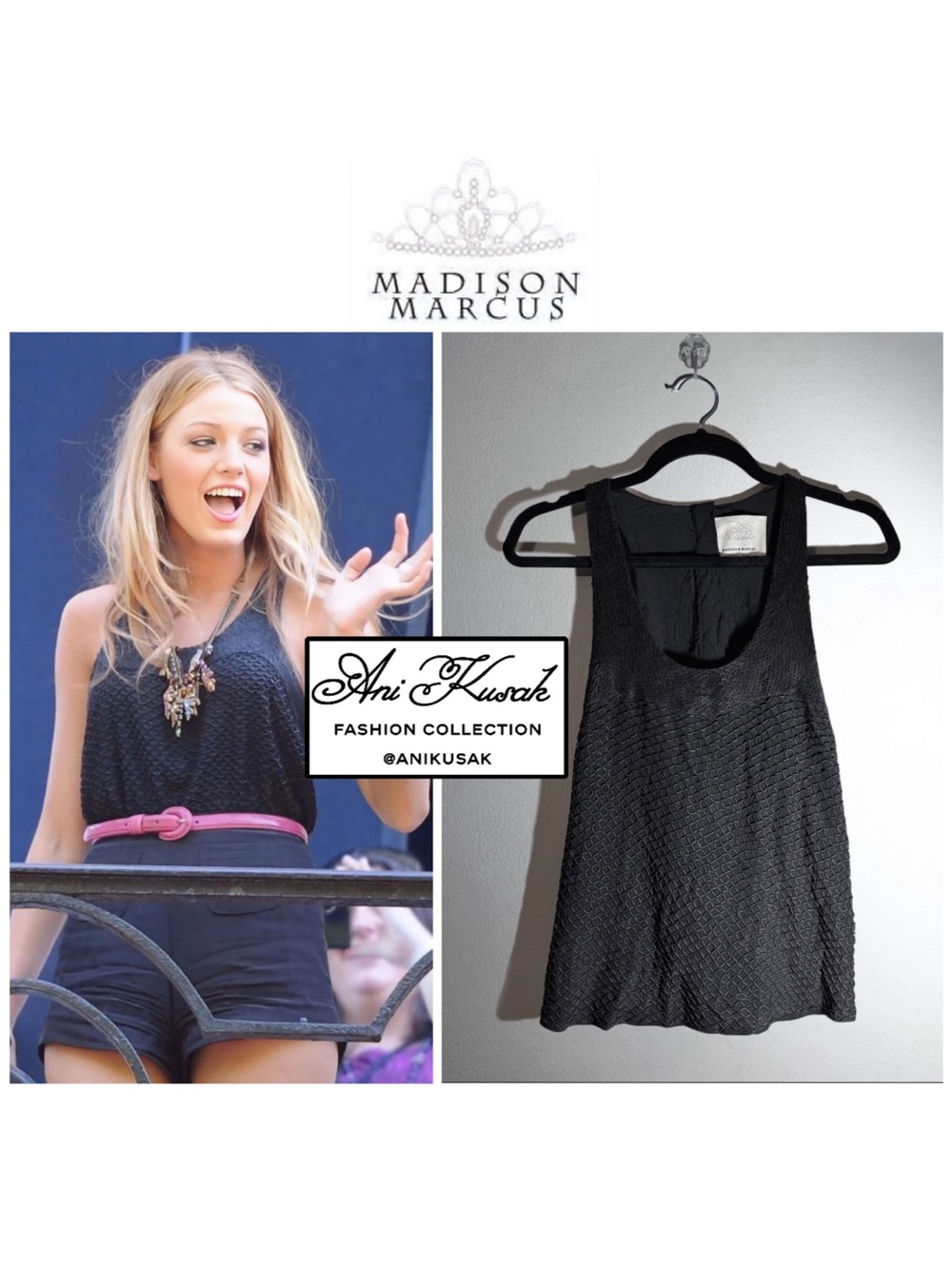 Madison Marcus Beaded Spark Tank Top ASO Serena Van Der Woodsen